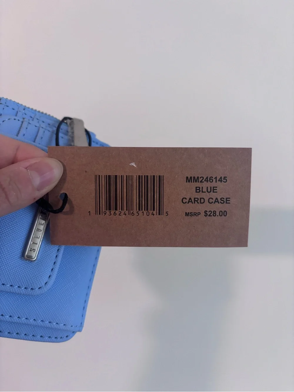 Steve Madden Light Blue Compact Zip Card Holder